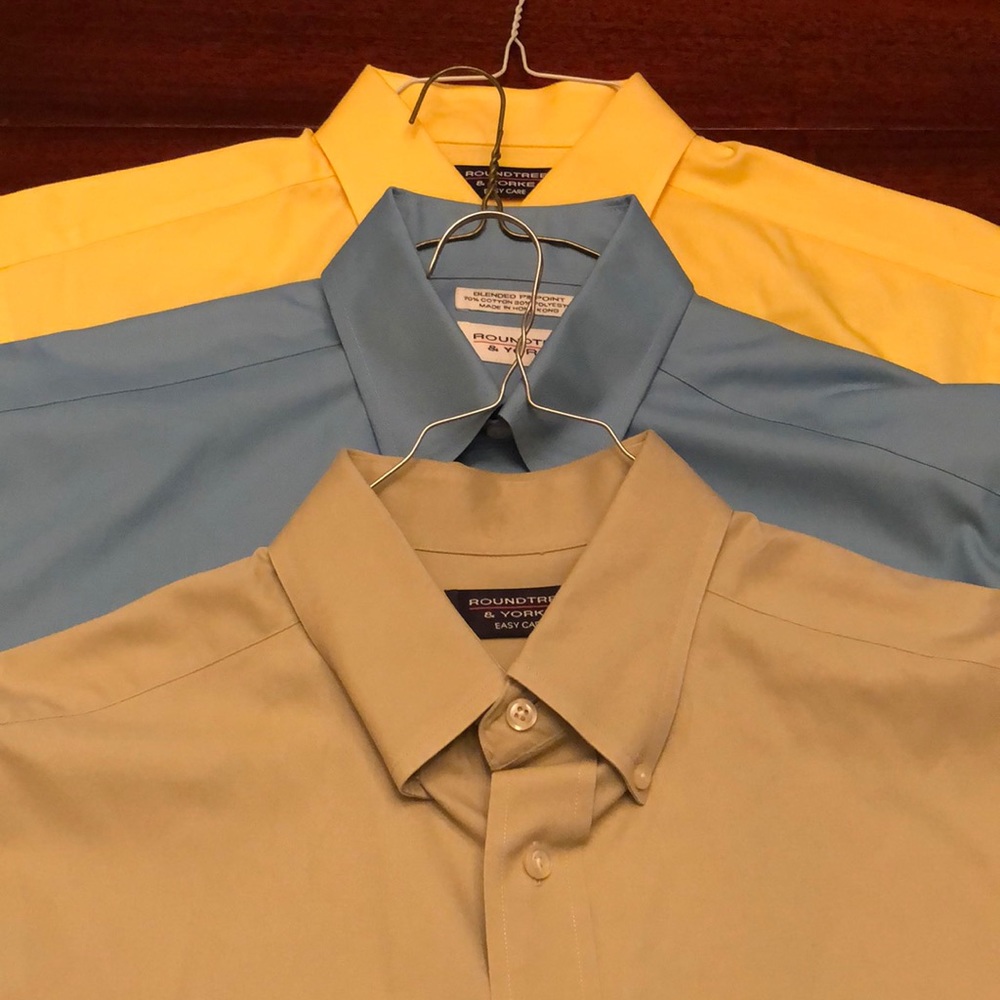 Roundtree & Yorke LOT 3 shirts khaki, blue, yellow